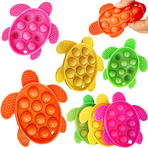 8 Packs Silicone Ocean Sea Turtle Teething Fidgets Pop for kidsInfants Sensory Animal Shape Chew Toys